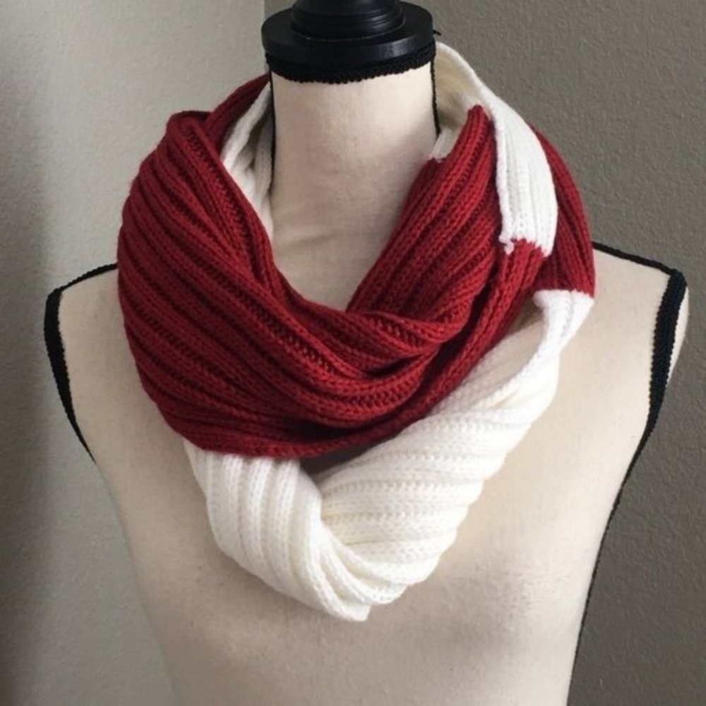 C.C. Red and Cream Infinity Scarf